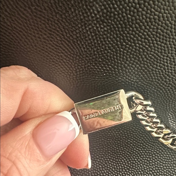 Yves Saint Laurent Black Crossbody Bag with Silver Chain - Picture 7 of 8